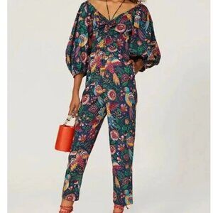 Farm Rio Tropical Birds 100% Cotton Jumpsuit Women's size M